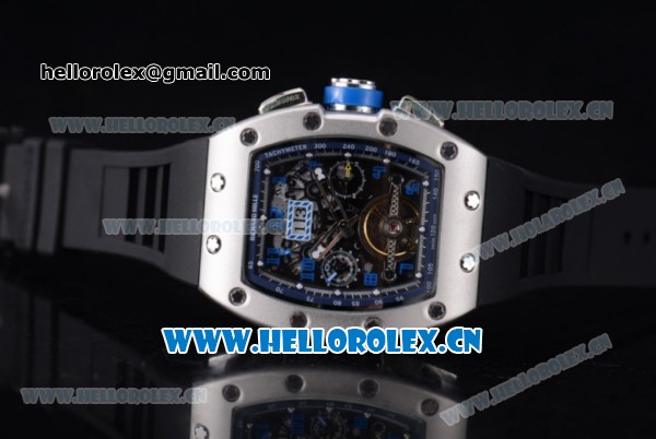 Richard Mille RM011-FM Asia ST25 Automatic Steel Case with Skeleton Dial and Black Rubber Strap Arabic Numeral Markers - Click Image to Close